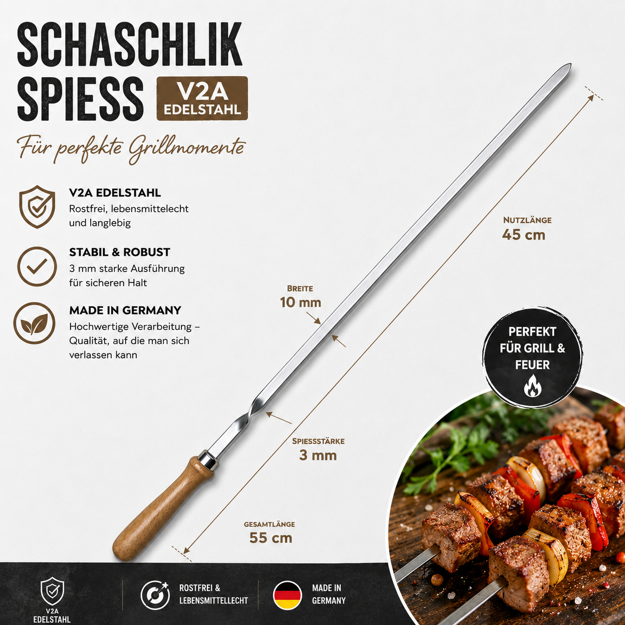 Schaschlik Spieß 600x10x3mm